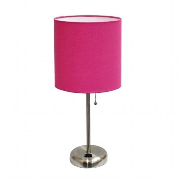 All The Rages All The Rages LT2024-PNK Outlet & Fabric Shade with Charging LimeLights Stick Lamp; Pink LT2024-PNK